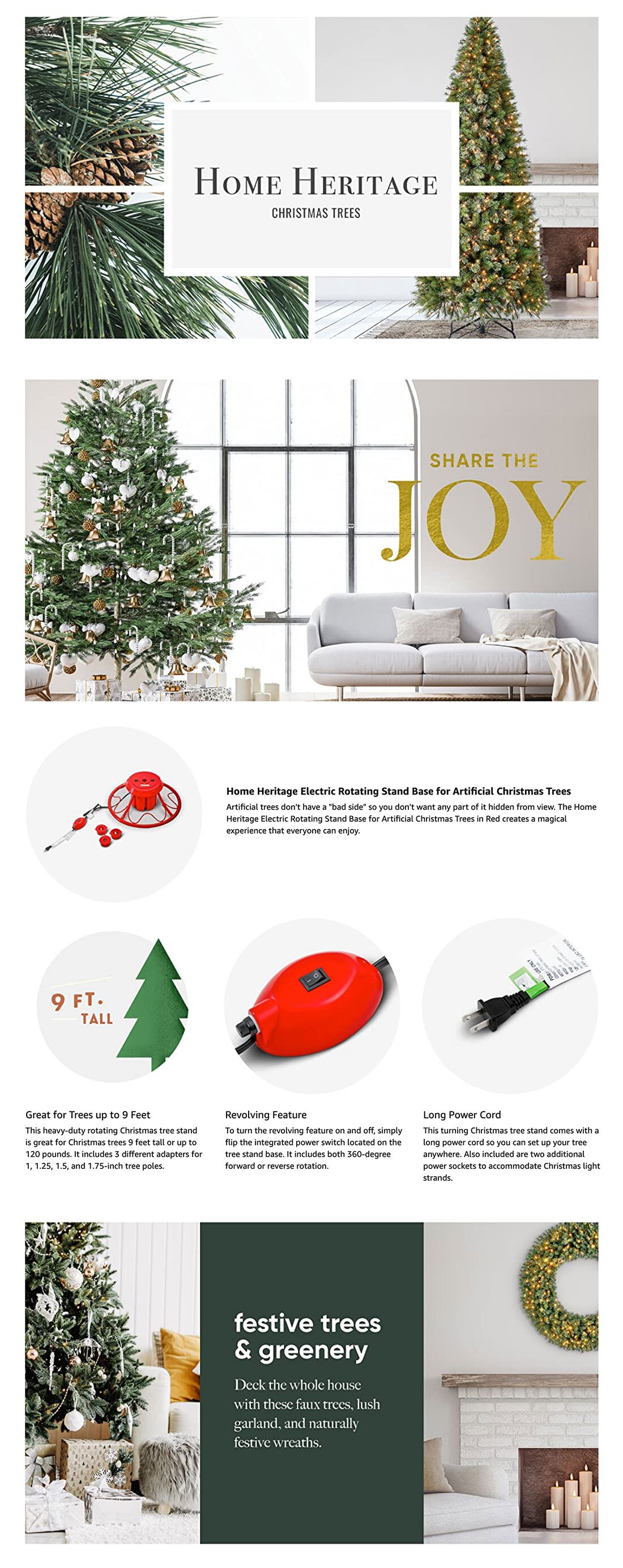 Home Heritage Red Metal Electric Rotating Stand Base for Artificial